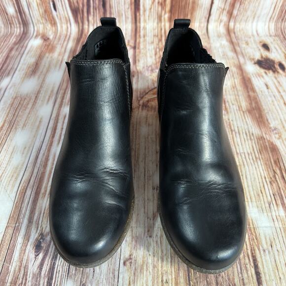 Clarks Artisan WILROSE JADE Size 9 Wide Black Leather Ankle Boots Bootie Shoes - Picture 3 of 9